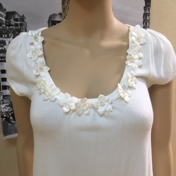 MNG Basic Short Sleeve Knitted Midi Off White Dress - Picture 5 of 10